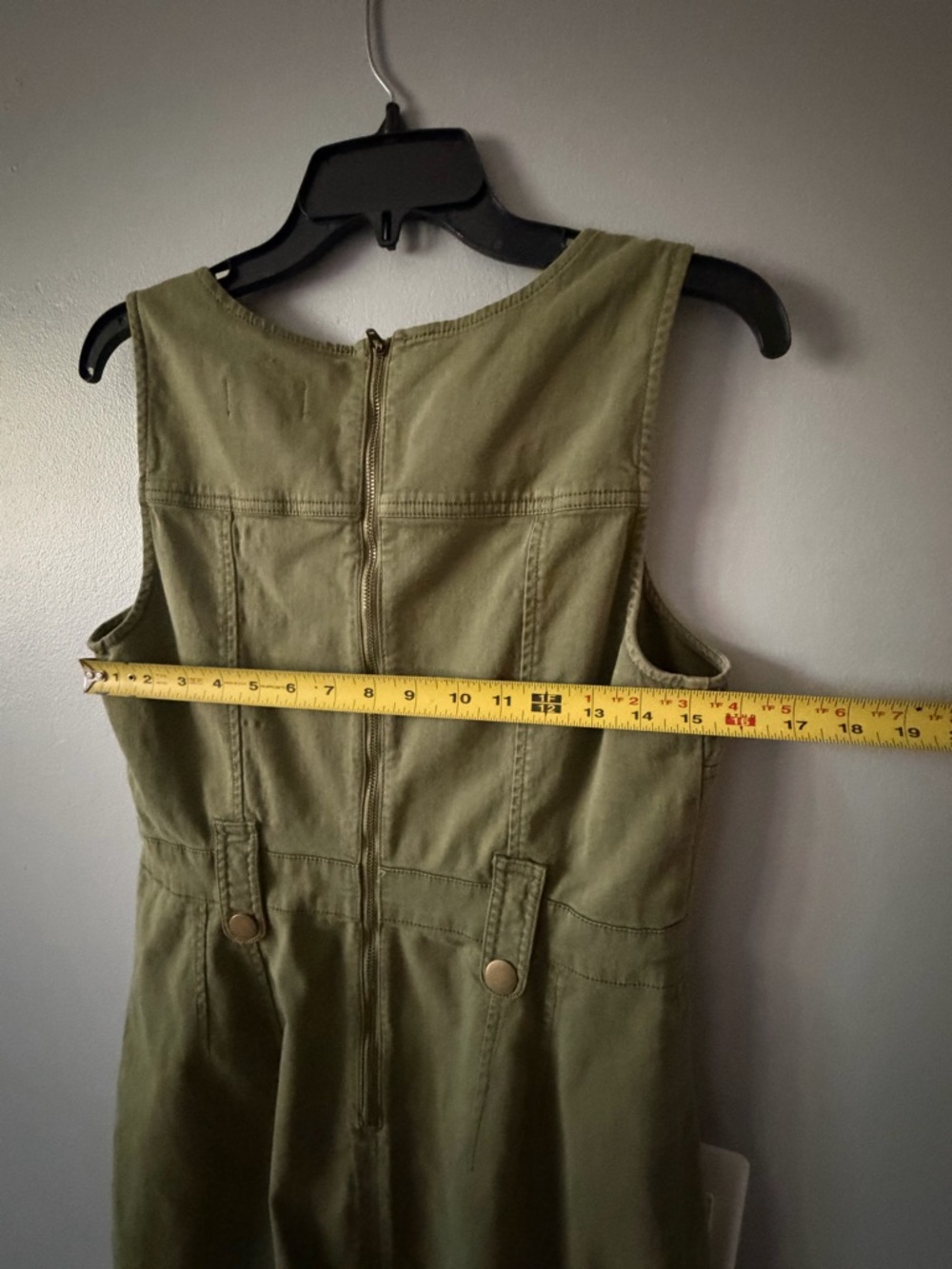 Anthropologie Olive Green Sleeveless Utility Midi Dress, No belt - Picture 5 of 7